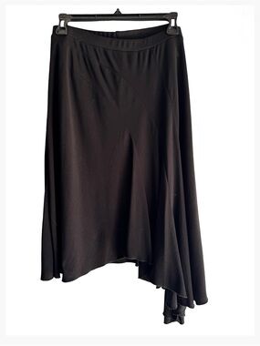 Wrapper Black Asymmetrical Flowy Midi Skirt Size M